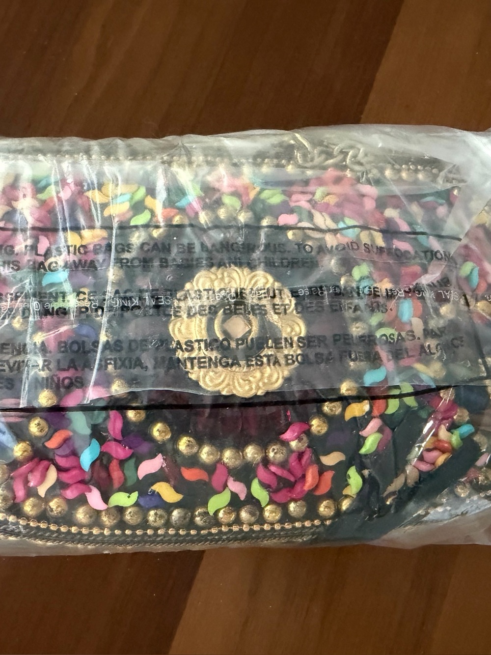 (NEW) LULU Embellished Black Multicolor Women's Crossbody
